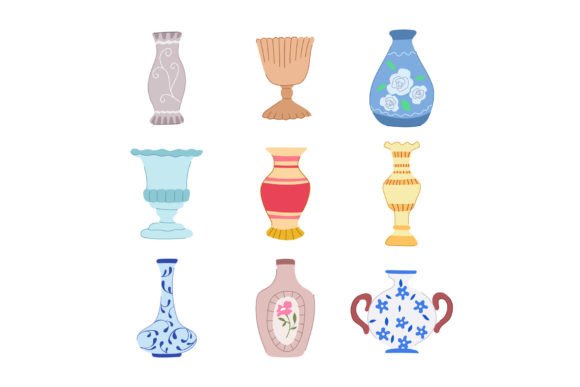 Antique Vase Set Cartoon Vector Illustra: A Unique Blend of Art and History
