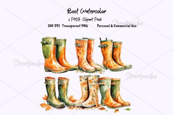 Autumn Rain Boot Clipart