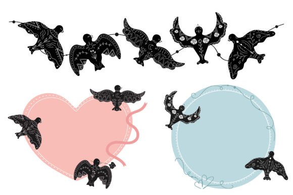 Black Doves Decorations Set: A Creative and Versatile Design Resource