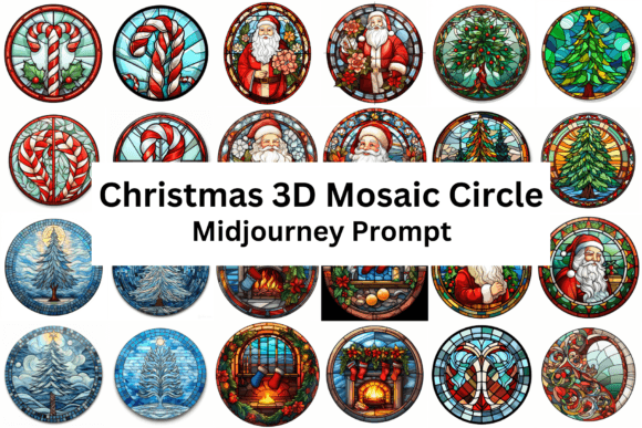 Christmas 3D Mosaic Circle - Midjourney Prompts