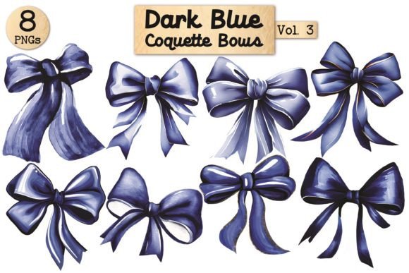 Dark Blue Coquette Bows Vol. 3: A Versatile Design Asset for Creative Professionals