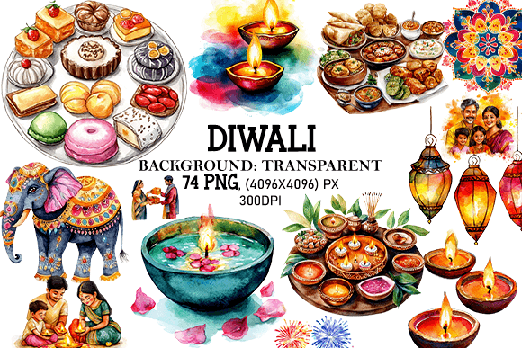 Diwali Clipart Bundle: Elevate Your Creative Projects with Festive Elegance
