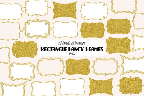 Fancy Gold Glitter Rectangular Frames