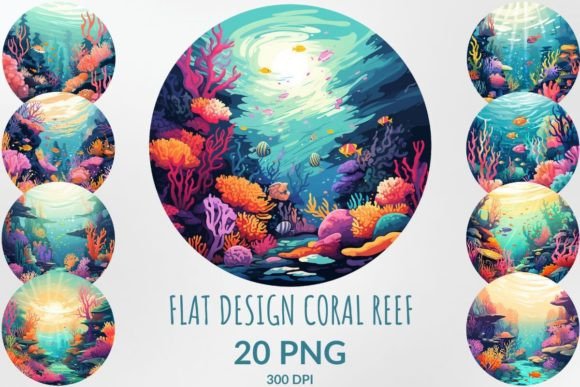 Flat Design Coral Reef Sublimation