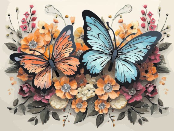 Flowers with Butterfly: A Timeless Fusion of Nature and Design