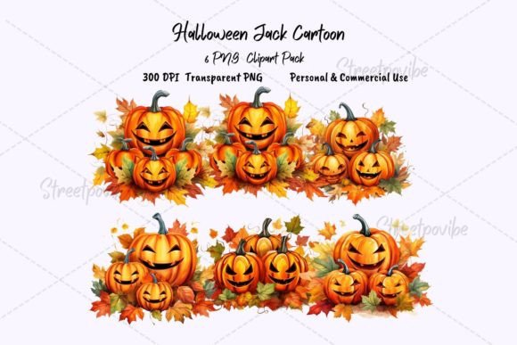 Halloween Jack Watercolor Clipart PNGs
