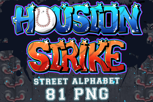 Houston Strike Graffiti Alphabet, 81 PNG: A Creative Tool for Design Workflows