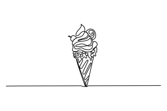 Ice Cream Cone One Continuous Line Design Concept