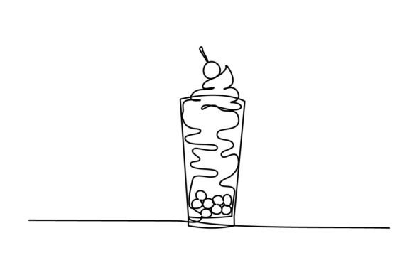 Milkshake Continuous Line Design
