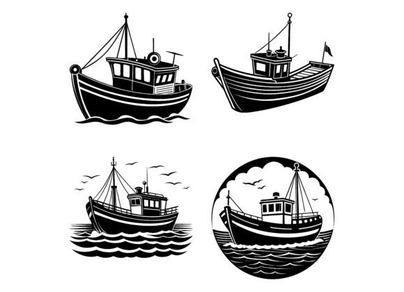 Minimalist Line Art Boat Design