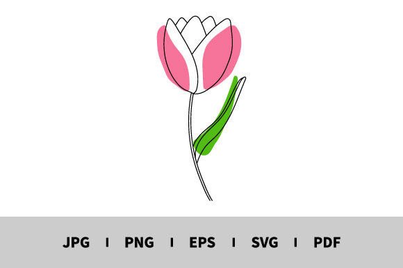 One Line Drawing of Flower Vector
