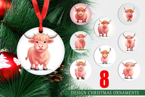 Ornament Pink Highland Cow Valentine and Christmas Ornaments: A Creative and Practical Choice for Holiday Decor