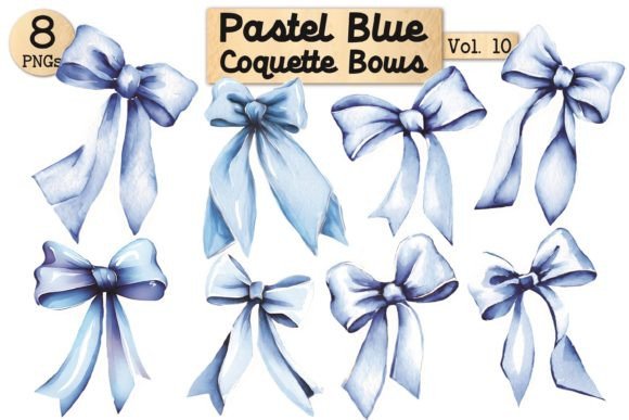 Pastel Blue Coquette Bows Vol. 10: A Versatile Design Asset for Creative Projects