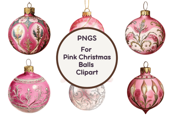 Pink Christmas Balls Clipart PNG