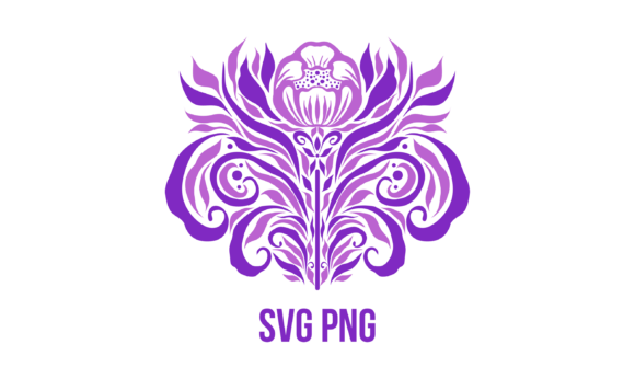Purple Symmetrical Floral Pattern