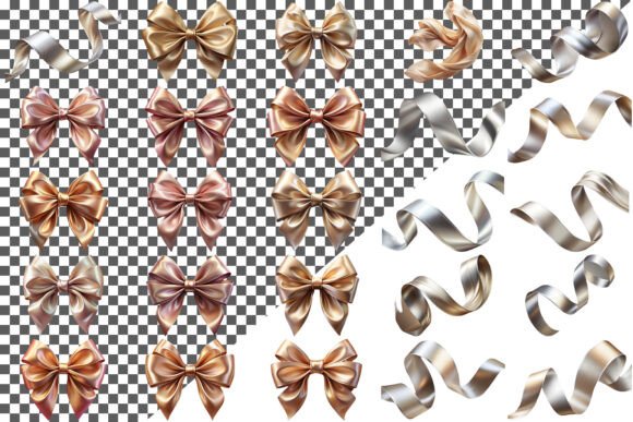 Silver Satin Ribbon on Transparent