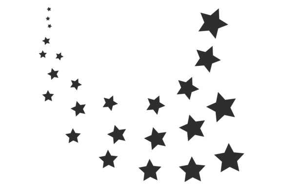 Sparkling Star Trail Black Icon. Decorat