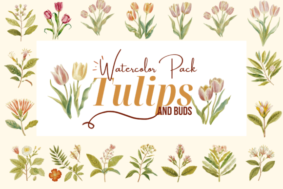 Tulips and Buds Watercolor Pack: A Blooming Addition to Your Creative Toolkit