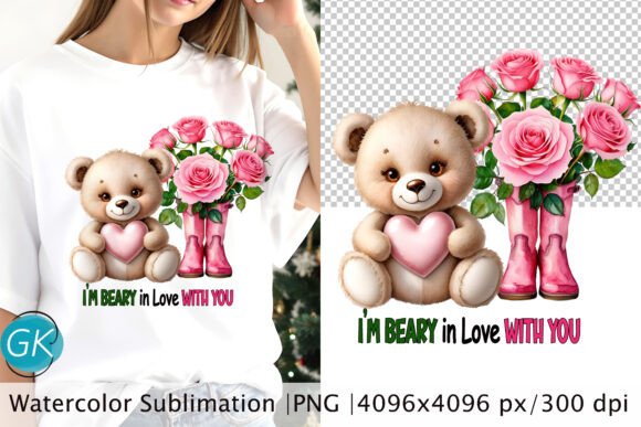 Valentine’s Day Love Bear PNG Clipart: A Romantic Design for Every Occasion