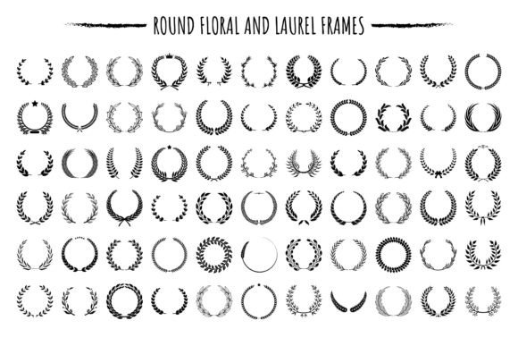Various Round Floral and Laurel Frames S: Elevate Your Branding with Timeless Elegance