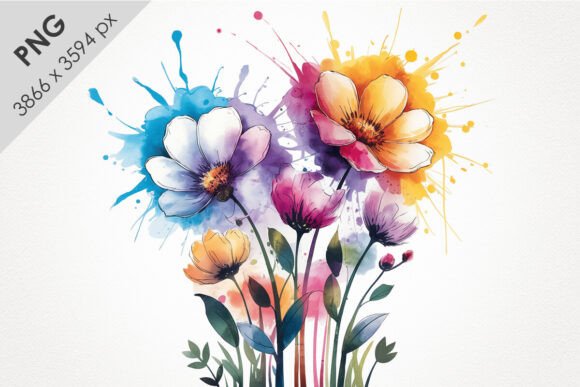 Watercolor Floral Clipart PNG Splashes: A Versatile Artistic Resource