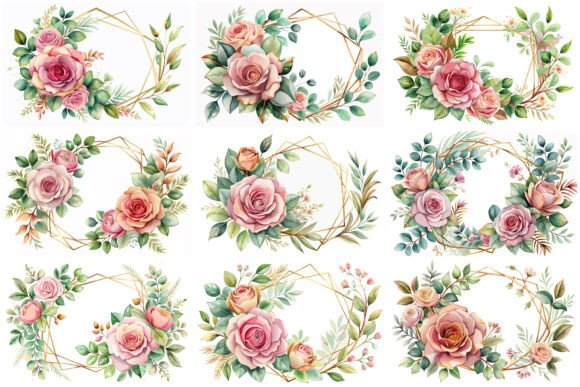 Watercolor Flower Frame Rose Eucalyptus: A Versatile Design Element for Creative Projects