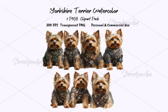 Yorkshire Terrier Watercolor Clipart PNG