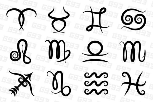 Zodiac Hand Drawn Calligraphic Symbols: A Creative Resource for Designers and Artists